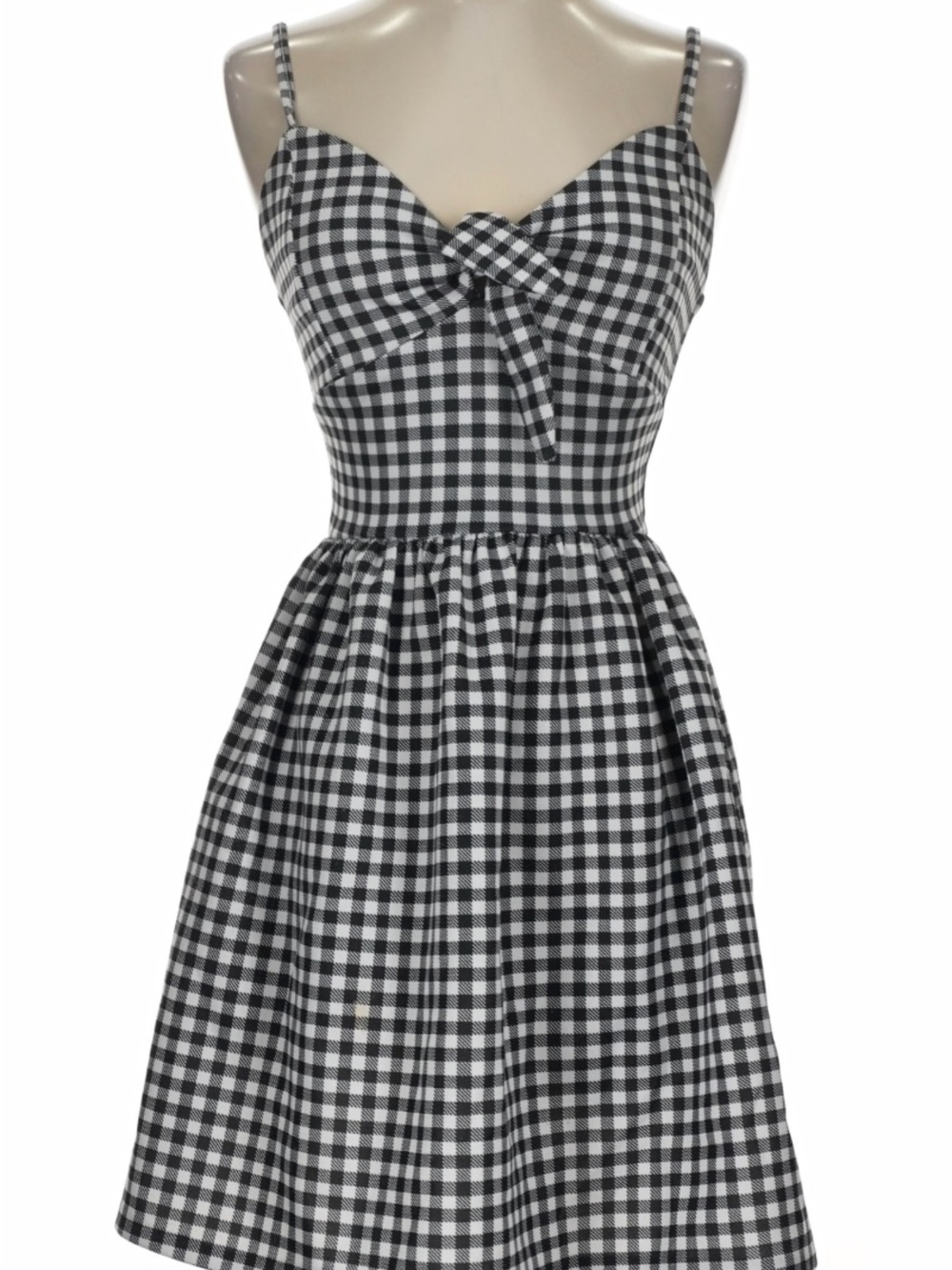 Slate & Willow Black and White Gingham Knot-Front Mini Dress